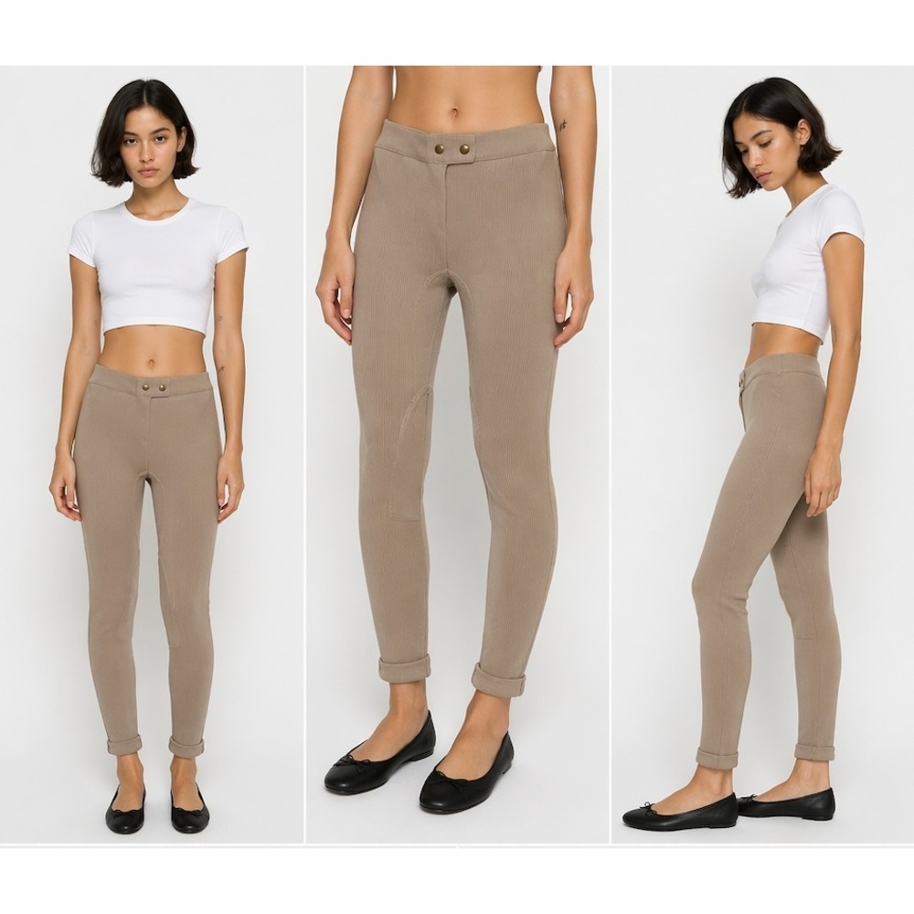 American Apparel Ribbed Riding Pants Equestrian High Rise Off Duty Model XS USA